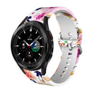 For Samsung Galaxy Watch4 / Watch4 Classic Silicone Printing Watch Band(White Background Flowers)