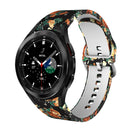 For Samsung Galaxy Watch4 / Watch4 Classic Silicone Printing Watch Band(Black Background Flowers)