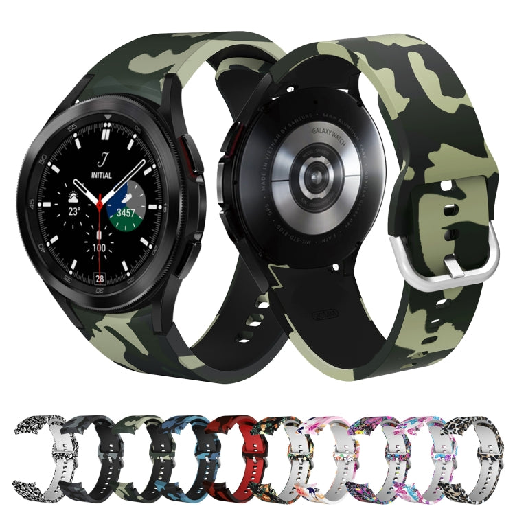 For Samsung Galaxy Watch4 / Watch4 Classic Silicone Printing Watch Band(Camouflage Grey)