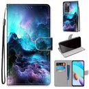 For Xiaomi Redmi 10 Coloured Drawing Cross Texture Horizontal Flip PU Leather Case with Holder & Card Slots & Wallet & Lanyard(Colorful Clouds)