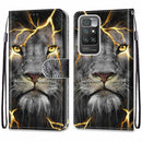 For Xiaomi Redmi 10 Coloured Drawing Cross Texture Horizontal Flip PU Leather Case with Holder & Card Slots & Wallet & Lanyard(Fission Lion)