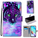 For Xiaomi Redmi 10 Coloured Drawing Cross Texture Horizontal Flip PU Leather Case with Holder & Card Slots & Wallet & Lanyard(Tiger Drinking Water)