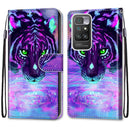 For Xiaomi Redmi 10 Coloured Drawing Cross Texture Horizontal Flip PU Leather Case with Holder & Card Slots & Wallet & Lanyard(Tiger Drinking Water)