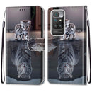 For Xiaomi Redmi 10 Coloured Drawing Cross Texture Horizontal Flip PU Leather Case with Holder & Card Slots & Wallet & Lanyard(Cat Becomes Tiger)