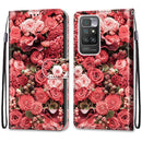 For Xiaomi Redmi 10 Coloured Drawing Cross Texture Horizontal Flip PU Leather Case with Holder & Card Slots & Wallet & Lanyard(Pink Rose Garden)