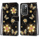 For Xiaomi Redmi 10 Coloured Drawing Cross Texture Horizontal Flip PU Leather Case with Holder & Card Slots & Wallet & Lanyard(Gold Diamond Butterfly)