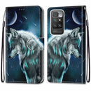 For Xiaomi Redmi 10 Coloured Drawing Cross Texture Horizontal Flip PU Leather Case with Holder & Card Slots & Wallet & Lanyard(Pensive Wolf)