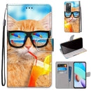 For Xiaomi Redmi 10 Coloured Drawing Cross Texture Horizontal Flip PU Leather Case with Holder & Card Slots & Wallet & Lanyard(Cat Drinking Soda)