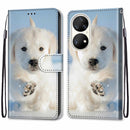 For Huawei P50 Pro Coloured Drawing Cross Texture Horizontal Flip PU Leather Case with Holder & Card Slots & Wallet & Lanyard(Snow Puppy)