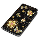 For Huawei P50 Pro Coloured Drawing Cross Texture Horizontal Flip PU Leather Case with Holder & Card Slots & Wallet & Lanyard(Gold Diamond Butterfly)