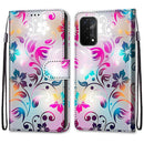For OPPO A93 5G / A93s 5G / A54 5G / A74 5G Coloured Drawing Cross Texture Horizontal Flip PU Leather Case with Holder & Card Slots & Wallet & Lanyard(Gradient Colorful Flower)