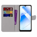 For OPPO A54 4G / A16 4G / A53s 5G / A55 5G Coloured Drawing Cross Texture Horizontal Flip PU Leather Case with Holder & Card Slots & Wallet & Lanyard(Slant Hat Blue Mirror Cat)