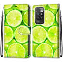 For Xiaomi Redmi 10 Coloured Drawing Cross Texture Horizontal Flip PU Leather Case with Holder & Card Slots & Wallet & Lanyard(Green Lemon)