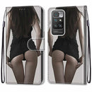 For Xiaomi Redmi 10 Coloured Drawing Cross Texture Horizontal Flip PU Leather Case with Holder & Card Slots & Wallet & Lanyard(Upskirt)