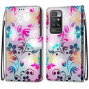 For Xiaomi Redmi 10 Coloured Drawing Cross Texture Horizontal Flip PU Leather Case with Holder & Card Slots & Wallet & Lanyard(Gradient Colorful Flower)