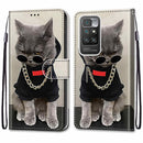 For Xiaomi Redmi 10 Coloured Drawing Cross Texture Horizontal Flip PU Leather Case with Holder & Card Slots & Wallet & Lanyard(Golden Chain Grey Cat)
