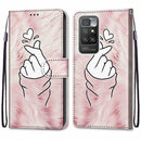 For Xiaomi Redmi 10 Coloured Drawing Cross Texture Horizontal Flip PU Leather Case with Holder & Card Slots & Wallet & Lanyard(Pink Hands Heart)