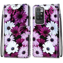 For Xiaomi Redmi 10 Coloured Drawing Cross Texture Horizontal Flip PU Leather Case with Holder & Card Slots & Wallet & Lanyard(Chrysanthemum Pink White Purple)