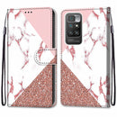 For Xiaomi Redmi 10 Coloured Drawing Cross Texture Horizontal Flip PU Leather Case with Holder & Card Slots & Wallet & Lanyard(Pink Stone Texture)