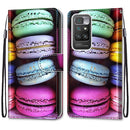 For Xiaomi Redmi 10 Coloured Drawing Cross Texture Horizontal Flip PU Leather Case with Holder & Card Slots & Wallet & Lanyard(Colorful Cakes)