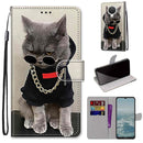 For Nokia G20 / G10 / 6.3 Coloured Drawing Cross Texture Horizontal Flip PU Leather Case with Holder & Card Slots & Wallet & Lanyard(Golden Chain Grey Cat)