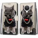 For Nokia G20 / G10 / 6.3 Coloured Drawing Cross Texture Horizontal Flip PU Leather Case with Holder & Card Slots & Wallet & Lanyard(Golden Chain Grey Cat)