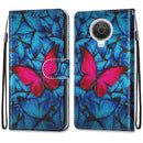 For Nokia G20 / G10 / 6.3 Coloured Drawing Cross Texture Horizontal Flip PU Leather Case with Holder & Card Slots & Wallet & Lanyard(Blue Red Butterfly)