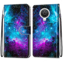 For Nokia G20 / G10 / 6.3 Coloured Drawing Cross Texture Horizontal Flip PU Leather Case with Holder & Card Slots & Wallet & Lanyard(Purple Green Starry Sky)