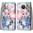 For Nokia G20 / G10 / 6.3 Coloured Drawing Cross Texture Horizontal Flip PU Leather Case with Holder & Card Slots & Wallet & Lanyard(Light Pink Bouquet)