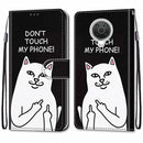 For Nokia G20 / G10 / 6.3 Coloured Drawing Cross Texture Horizontal Flip PU Leather Case with Holder & Card Slots & Wallet & Lanyard(Middle Finger White Cat)