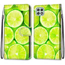 For Samsung Galaxy A22 5G Coloured Drawing Cross Texture Horizontal Flip PU Leather Case with Holder & Card Slots & Wallet & Lanyard(Green Lemon)