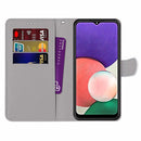 For Samsung Galaxy A22 5G Coloured Drawing Cross Texture Horizontal Flip PU Leather Case with Holder & Card Slots & Wallet & Lanyard(Green Lemon)