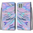 For Samsung Galaxy A22 5G Coloured Drawing Cross Texture Horizontal Flip PU Leather Case with Holder & Card Slots & Wallet & Lanyard(Fluorescent Water Texture)