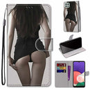For Samsung Galaxy A22 5G Coloured Drawing Cross Texture Horizontal Flip PU Leather Case with Holder & Card Slots & Wallet & Lanyard(Upskirt)