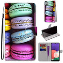 For Samsung Galaxy A22 5G Coloured Drawing Cross Texture Horizontal Flip PU Leather Case with Holder & Card Slots & Wallet & Lanyard(Colorful Cakes)