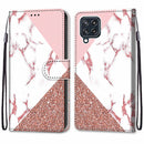 For Samsung Galaxy M32 4G / F22 Coloured Drawing Cross Texture Horizontal Flip PU Leather Case with Holder & Card Slots & Wallet & Lanyard(Pink Stone Texture)