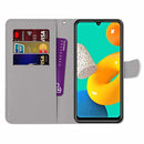 For Samsung Galaxy M32 4G / F22 Coloured Drawing Cross Texture Horizontal Flip PU Leather Case with Holder & Card Slots & Wallet & Lanyard(Colorful Cakes)