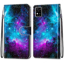 For ZTE Blade A31 Coloured Drawing Cross Texture Horizontal Flip PU Leather Case with Holder & Card Slots & Wallet & Lanyard(Purple Green Starry Sky)