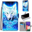 For Samsung Galaxy A22 5G Coloured Drawing Cross Texture Horizontal Flip PU Leather Case with Holder & Card Slots & Wallet & Lanyard(Rose Wolf)