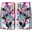 For Samsung Galaxy A22 5G Coloured Drawing Cross Texture Horizontal Flip PU Leather Case with Holder & Card Slots & Wallet & Lanyard(Color Bottom Hollow Flower)