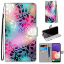 For Samsung Galaxy A22 5G Coloured Drawing Cross Texture Horizontal Flip PU Leather Case with Holder & Card Slots & Wallet & Lanyard(Translucent Glass)