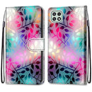 For Samsung Galaxy A22 5G Coloured Drawing Cross Texture Horizontal Flip PU Leather Case with Holder & Card Slots & Wallet & Lanyard(Translucent Glass)
