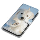 For Samsung Galaxy A22 5G Coloured Drawing Cross Texture Horizontal Flip PU Leather Case with Holder & Card Slots & Wallet & Lanyard(Snow Puppy)