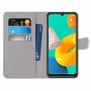 For Samsung Galaxy A22 5G Coloured Drawing Cross Texture Horizontal Flip PU Leather Case with Holder & Card Slots & Wallet & Lanyard(Pensive Wolf)