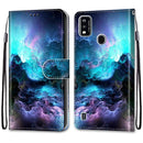 For ZTE Blade A51 Coloured Drawing Cross Texture Horizontal Flip PU Leather Case with Holder & Card Slots & Wallet & Lanyard(Colorful Clouds)