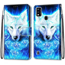 For ZTE Blade A51 Coloured Drawing Cross Texture Horizontal Flip PU Leather Case with Holder & Card Slots & Wallet & Lanyard(Rose Wolf)