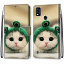 For ZTE Blade A51 Coloured Drawing Cross Texture Horizontal Flip PU Leather Case with Holder & Card Slots & Wallet & Lanyard(Frog Kitten)
