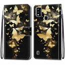 For ZTE Blade A51 Coloured Drawing Cross Texture Horizontal Flip PU Leather Case with Holder & Card Slots & Wallet & Lanyard(Golden Butterfly Group)