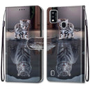 For ZTE Blade A51 Coloured Drawing Cross Texture Horizontal Flip PU Leather Case with Holder & Card Slots & Wallet & Lanyard(Cat Becomes Tiger)