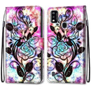 For ZTE Blade A51 Coloured Drawing Cross Texture Horizontal Flip PU Leather Case with Holder & Card Slots & Wallet & Lanyard(Color Bottom Hollow Flower)